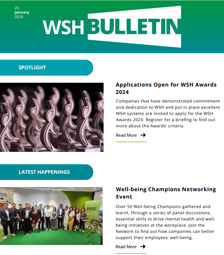 WSH Bulletin 26 Jan 2024 Applications Open for WSH Awards 2024 Well ...