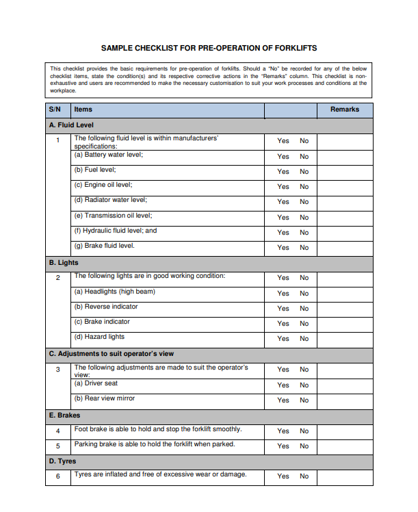 Forklift Checklist Book Safety Guide Forklift Inspection Checklist 