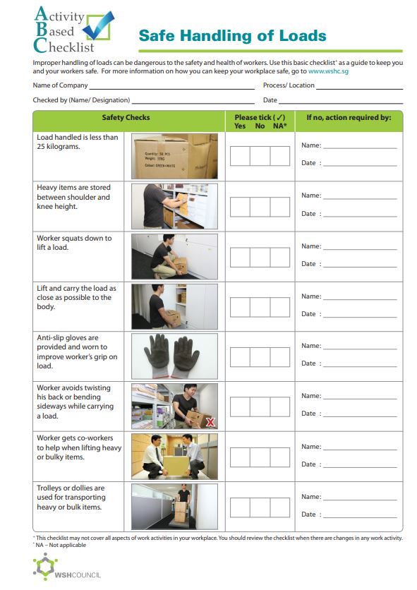 Safe Handling of Load Checklist