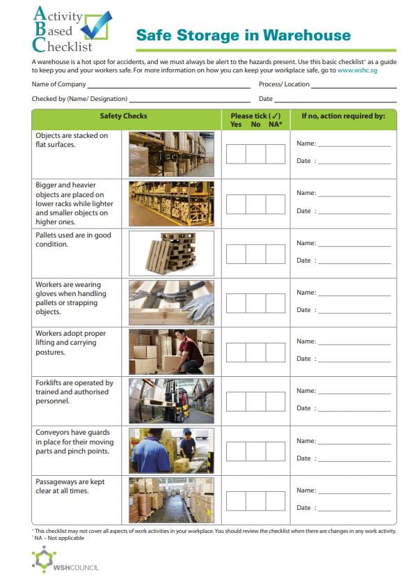 Store Warehouse Checklist.pdf Safe Storage in Warehouse Checklist