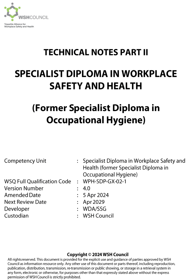 Specialist Diploma in Workplace Safety and Health (Former Specialist ...
